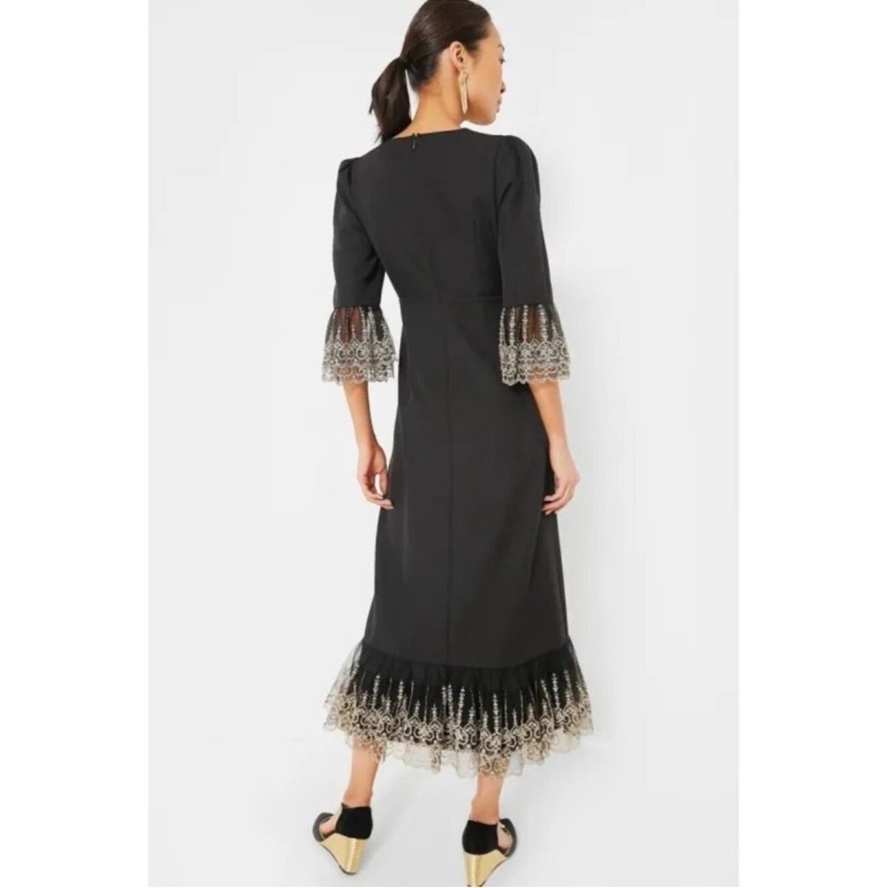 Tuckernuck- Pomander Place Black Lillith Lilith Gold Lace Midi Dress NWT Large! - Picture 8 of 8